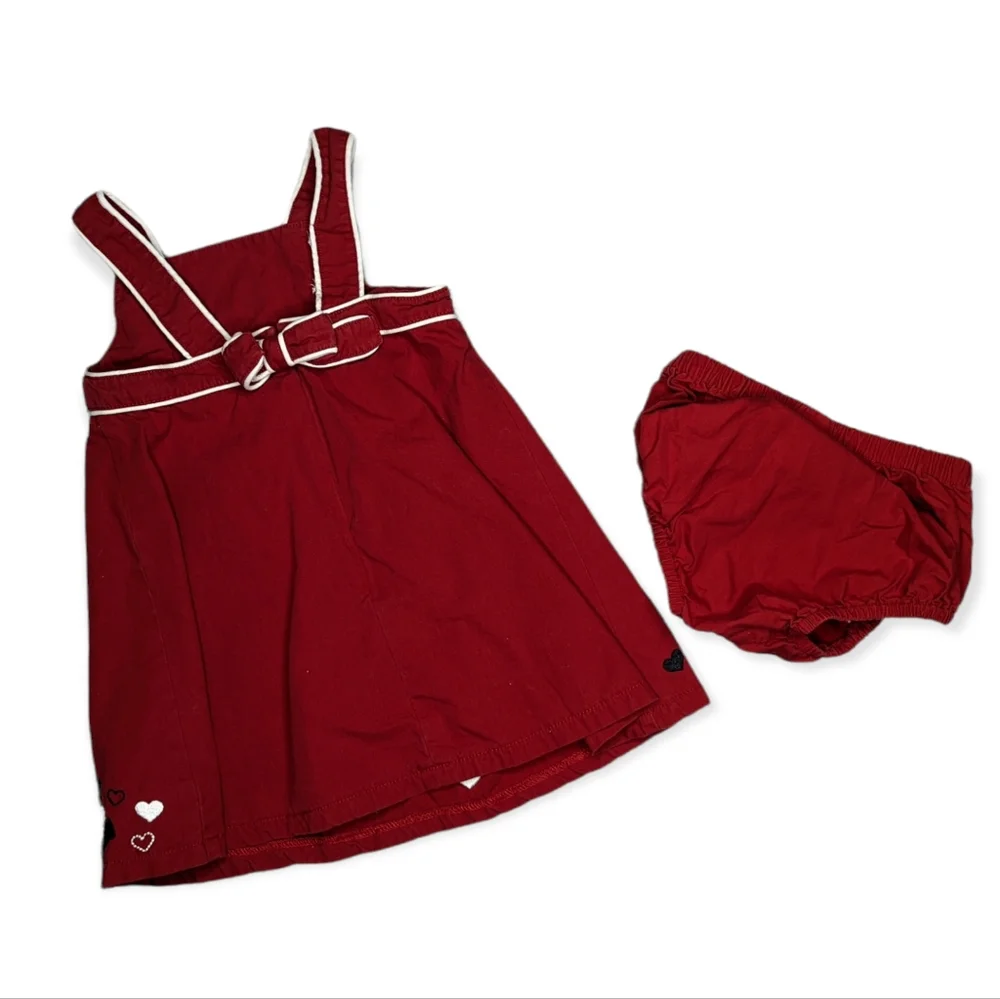 Gymboree Red Hearts Dress with Matching Bloomers Size 6-12 Months